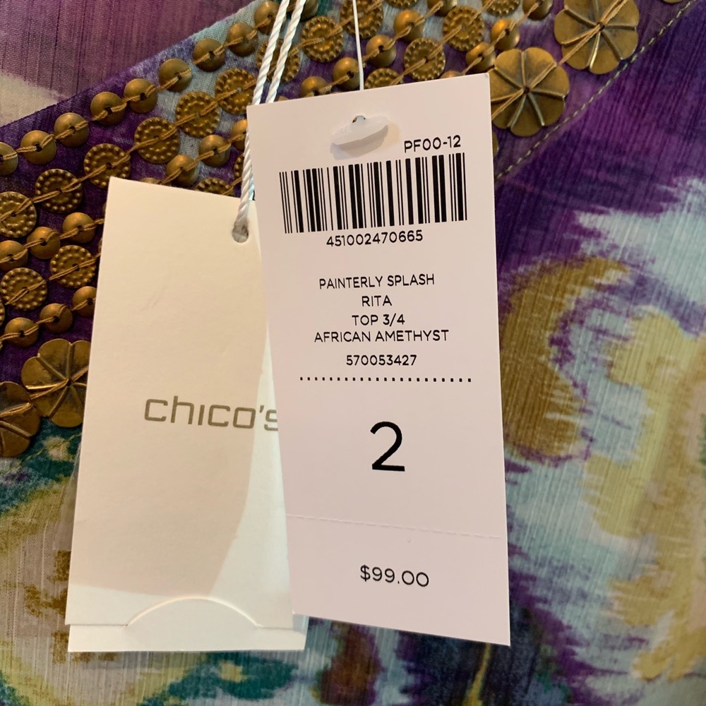 Chico's Painterly Splash Rita Top NWT 2 - Picture 3 of 5